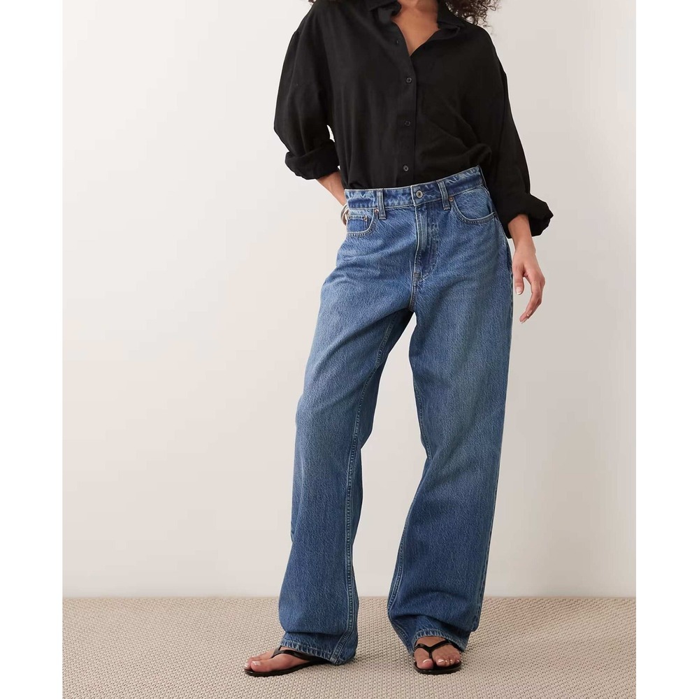 Abercrombie & Fitch Curve Love The Loose High Rise Jeans Blue Medium Wash 28/6R